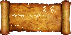 Réthy Zoltán névjegykártya