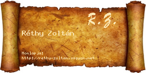 Réthy Zoltán névjegykártya